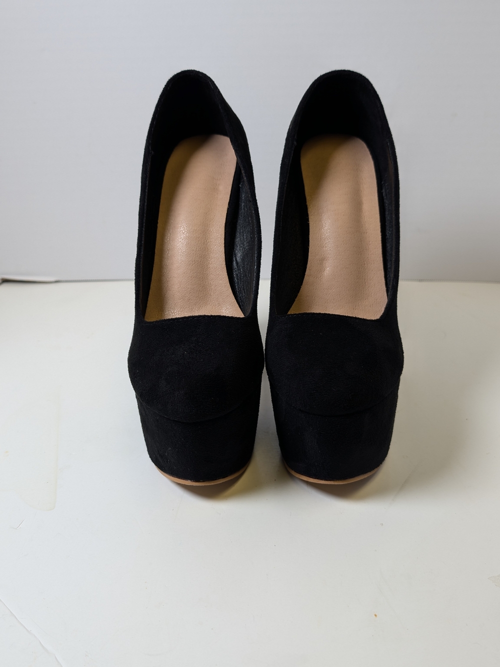 SHEIN Black Suede Platform Pump Heels